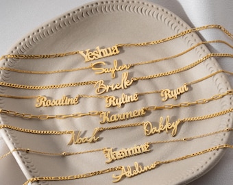 Personalized Multiple Name Necklace, 18K Gold Name Jewelry, Handmade Custom Necklace, Birthday Gift, Gift for Grandma or Mom