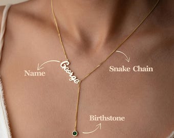 Lariat Initial Necklace, Custom Drop Name Necklace, Gold Name Y Necklace, Personalized Gift for Her, Bridesmaid Jewelry, Christmas Gift