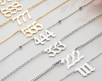 Sterling Silver Angel Number Necklace: Lucky Number Protection