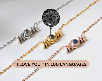 Christmas Gift for Mom, I Love You Necklace in 100 Languages, Gift for Grandmother, Sentimental Holiday Jewelry, Mom Projection Pendant