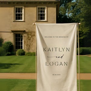 Custom Linen Wedding Welcome Sign: Personalized Fabric Banner