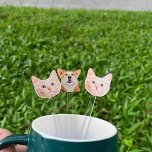 Custom Pet Portrait Cocktail Stirrers: Double-Sided Acrylic Drink Swizzle Sticks