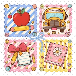 Preppy Back to School Girly Png, Back To School Png, Coquette First Day Of School, Teacher Girl Png