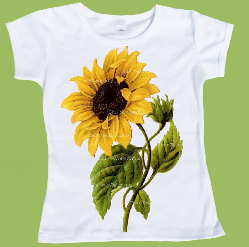 Sunflower Tshirt Vintage Botanicals yellow flower ladies Etsy