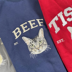 Pet Embroidered Sweatshirt Using Photo, Embroidered Cat Crewneck, Custom Dog Sweater, Dog Mom Gift, Gift For Pet Owner, Gift for Cat Lover