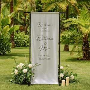 Personalized Fabric Wedding Sign, Custom Linen Banner with Names, Wedding Ceremony Decor, Reception Welcome Sign