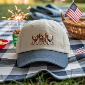 Patriotic Puppy Embroidered Hat, 4th of July Dog Dad Cap, American Flag Baseball Hat, USA Pet Lover Gift, Independence Day Cap, 4th of july