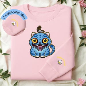 Derpy Demon Tiger KPop Hunters embroidered sweatshirt, Rumi, Mira, Zoey, Huntryx demon tiger hoodie, Jinu pet pullover, Anime fan gift