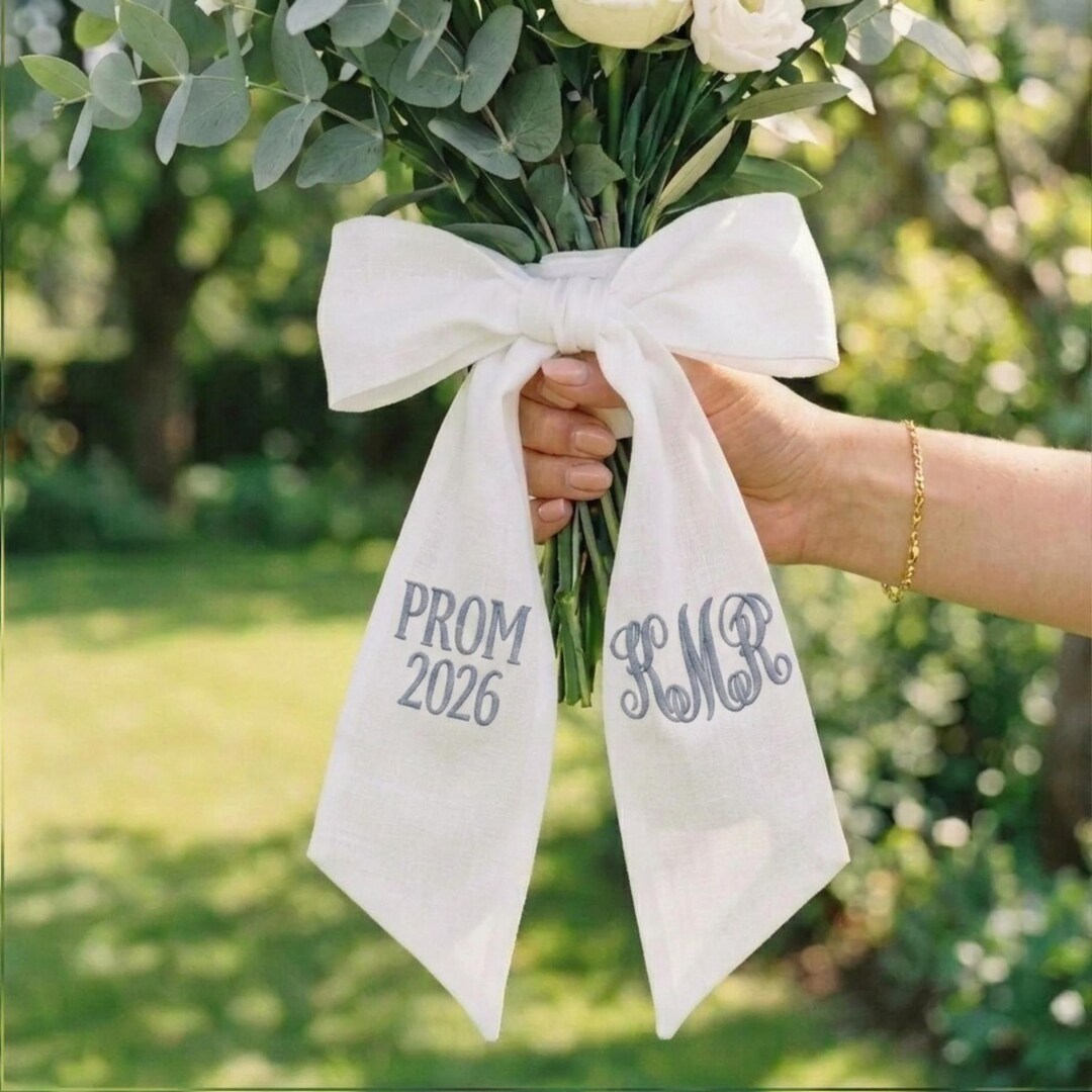 Personalized Prom Bouquet Embroidered Sash, Custom Prom 2026 Ribbon ...