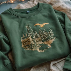 Embroidered hgws Wizard school sweatshirt, Fantasy sweatshirt, Magic sweatshirt, School of Witchcraft and Wizardry, Magic wand, Wizard staff