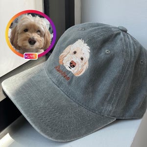 Hyper-real EMBROIDERED Pet Hat Using Pet Photo, Personalized Dog Hat, Custom Cat Hat, Custom Pet Cap, Dog Hat Custom, Baseball Cap Dog Mom
