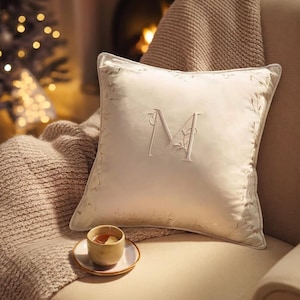 Custom Monogram Pillow Cover Embroidery, Personalized Wedding Gift for Couple, Custom Monogram Gift, Wedding Pillowcase, Christmas gift