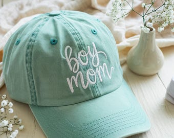 Boy Mom Embroidered Hat, Mothers Day Special Hat, Boy Mom Hats, Mummy Hat, Mother Washed Hat, Unisex Cap, Mothers Day Gift