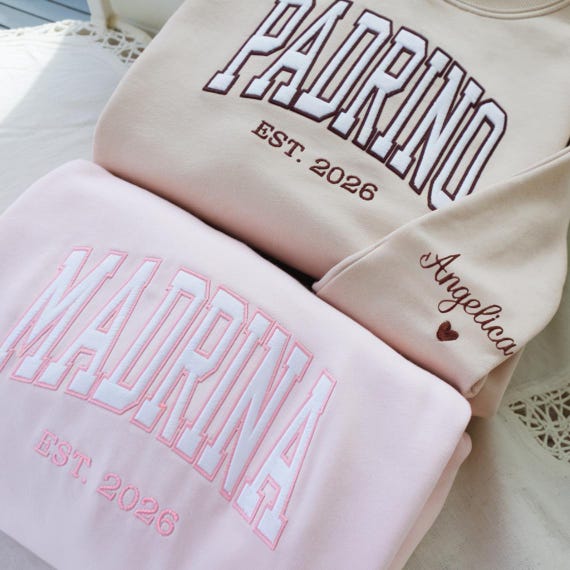 Embroidered Personalized Godparent Proposal Sweatshirt, Custom Madrina Shirt, Godmama Shirt, Godfather Crewneck, Padrino Proposal Shirts