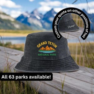 National Parks Embroidered Bucket Hat, Outdoor Adventure Sun Hat, Mountain Explorer Cap, Vintage Travel Hat