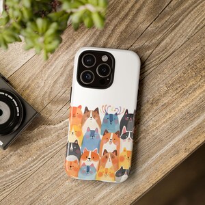Adorable funda para teléfono con diseño de gato - Estampado colorido de gato, resistente y protectora - Regalo para amantes de los gatos (para iPhone y Samsung)
