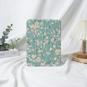 Pink Flower iPad Case With Pencil Holder for 2025 Air 7-11/13″,iPad Mini 6/7,iPad Pro 13&quot; 12.9&quot; 11&quot;,iPad 10/9/8,iPad Cover,iPad mini Case