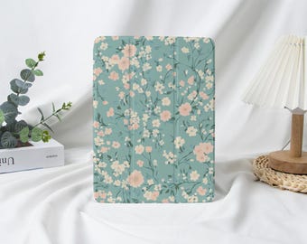Pink Flower iPad Case With Pencil Holder for 2025 Air 7-11/13″,iPad Mini 6/7,iPad Pro 13" 12.9" 11",iPad 10/9/8,iPad Cover,iPad mini Case