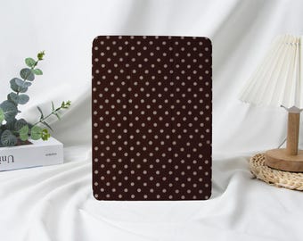 Vintage Dark Brown Dot iPad Case With Pencil Holder for 2025 Air 7-11/13″,iPad Mini 6/7,iPad Pro 13" 12.9" 11",iPad 10/9/8,iPad Cover