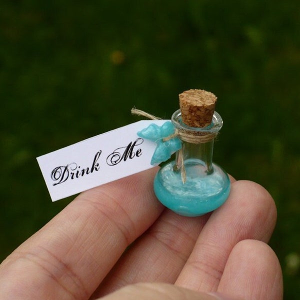 Drink Me ~ Alice in Wonderland Miniature tiny bottle vial handmade dollhouse