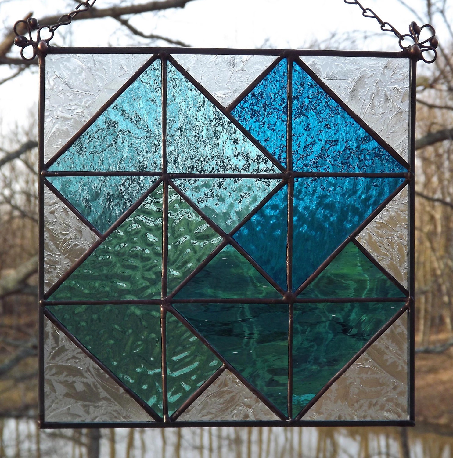 Stained Glass Window Panel Suncatcher Quilt Block Card Trick Etsy