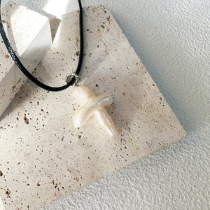 Large Freshwater Cross Pearl Pendant Necklace Natural Pearl Pendant Religious Catholic Gift Jewelry Bridesmaid Gift Christmas Gift for her