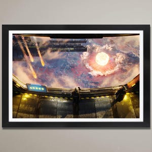 Helldivers 2 inspired Fan Art Print, Sci-Fi Gaming Poster, spaceship, 3D unreal, nuke, hellpod, destroyer, Wall frame, Gamer Gift, earth