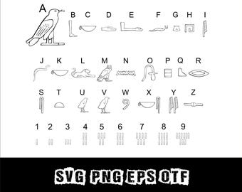 Egyptian Hieroglyphs Font  Egyptian SVG Hieroglyphs Vector Alphabet Egyptian Symbols Svg Png Eps TTF Font