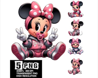 Streetwear Baby Minnie Design 5 PNG Minnie Clipart High Resolution Png Design Mouse Baby Girl Png