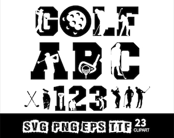 Fuente de golf Svg, alfabeto deportivo Svg, fuente para Cricut Svg, Png, Eps, TTF, fuente y clipart
