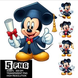 Mickey Graduation Design 5 PNG Mouse Graduation Clipart High Resolution Png Design Mouse Png
