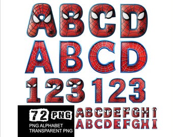 2 Bundle Spider Alphabet Png Design Spider Hero Letters Png Font Party Letters Hero Alphabet Png