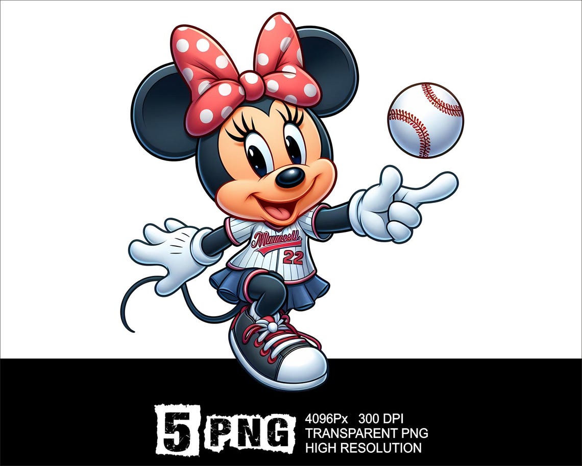 Minnie Baseball Minnie Baseball Girl Design 5 PNG Minnie Clipart High Resolution Png ...