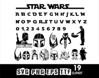 StarWars Mandalor Font ant Clipart SVG Alphabet for Cricut Svg Png Eps TTF font and Mandalor Cliparts
