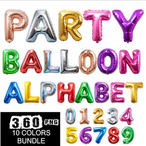 10 Colors BUNDLE Party Balloon Alphabet Png Design 10 Full Colors Png Font Balloon Party Letters Baby Alphabet Png