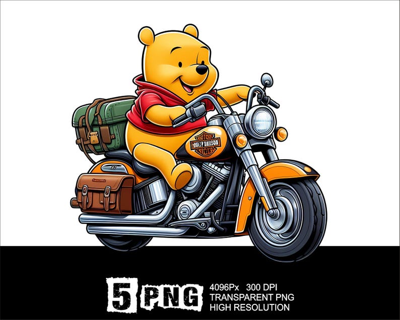 Motorcycle Riders Pooh Pooh Motorcycle Design 5 PNG Winnie Clipart High Resolution Png Design ...