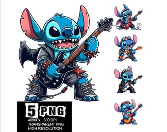 Stitch Rock Design 5 PNG Stitch Clipart High Resolution Png Design Guitar Stitch Png