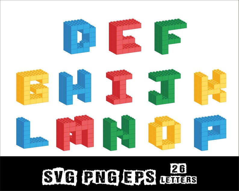 3D Brick LEG Alphabet Png Svg Eps Design Party Letters Alphabet Kids ...
