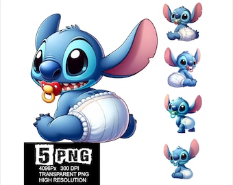 Babysteekontwerp 5 png-steekillustraties png-ontwerp met hoge resolutie Stitch Baby