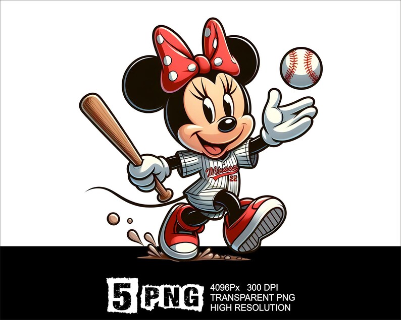 Minnie Baseball Minnie Baseball Girl Design 5 PNG Minnie Clipart High Resolution Png ...