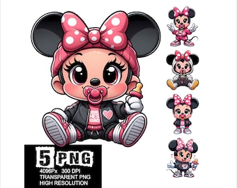 Baby Minnie Streetwear Design 5 PNG Minnie Clipart High Resolution Png Design Mouse Baby Girl Png