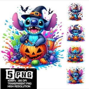 Stitch Halloween Design 5 PNG Halloween Stitch Splash High Resolution Png Design Stitch Png