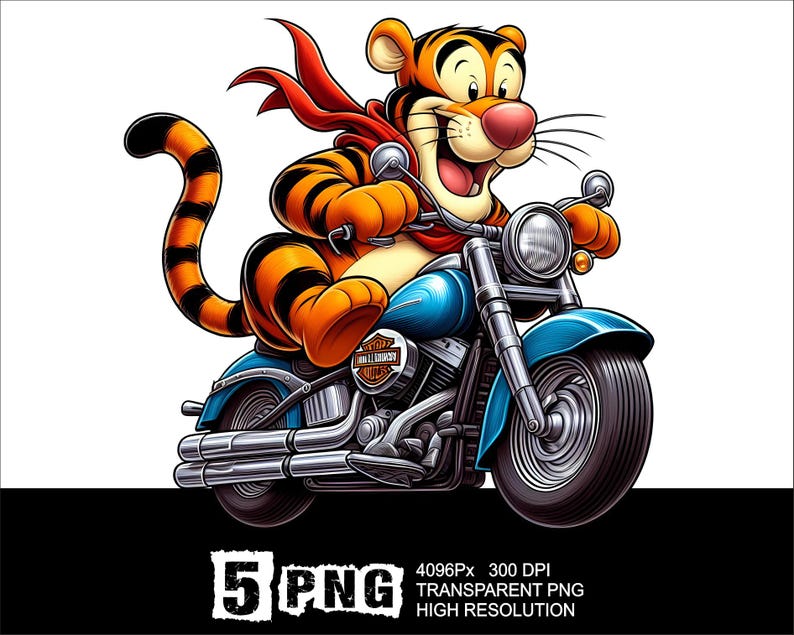 Motorcycle Riders Pooh Tigger Motorcycle Design 5 PNG Tiger Clipart High Resolution Png Design ...