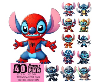 BUNDLE Stitch Superhero 40 Png Stitch Design PNG Clipart High Resolution Png Design Stitch Hero Png