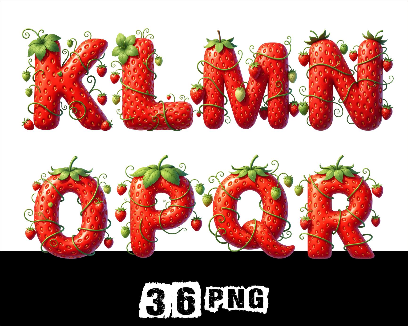 Strawberry Alphabet Png Design Fruit Png Font Party Letters Baby ...