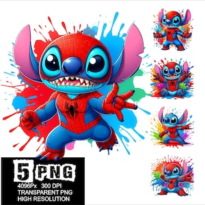 Stitch Hero Spider Design 5 PNG Stitch Clipart Wysoka rozdzielczość Png Design Superbohater Stitch Png