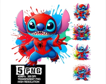 Stitch Hero Spider Design 5 PNG Stitch Clipart High Resolution Png Design Superhero Stitch Png
