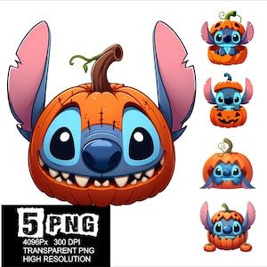 Stitch Pumpkin Halloween Design 5 PNG Halloween Stitch Splash High Resolution Png Design Funny Pumpkin Stitch Png