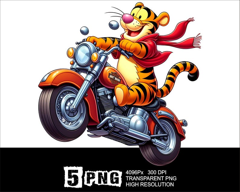 Motorcycle Riders Pooh Tigger Motorcycle Design 5 PNG Tiger Clipart High Resolution Png Design ...