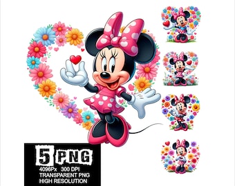 Loves Minnie Heart Flowers Design 5 PNG Minnie Clipart High Resolution Png Design Mouse Loves Flowers Png